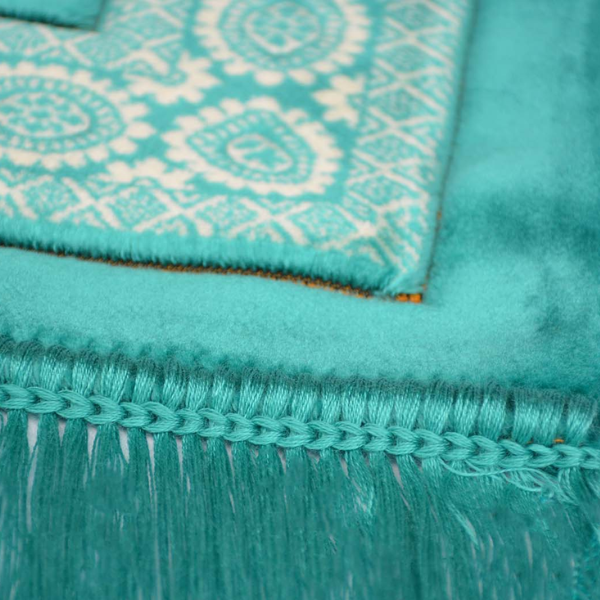 Lux Plush Velvet Prayer Rug Luxury Islamic Muslim Sajadah- Turquoise